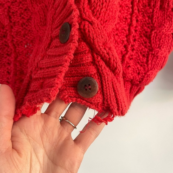 Vintage Hunter’s Run Red Cable Knit Cardigan - M - Picture 2 of 4
